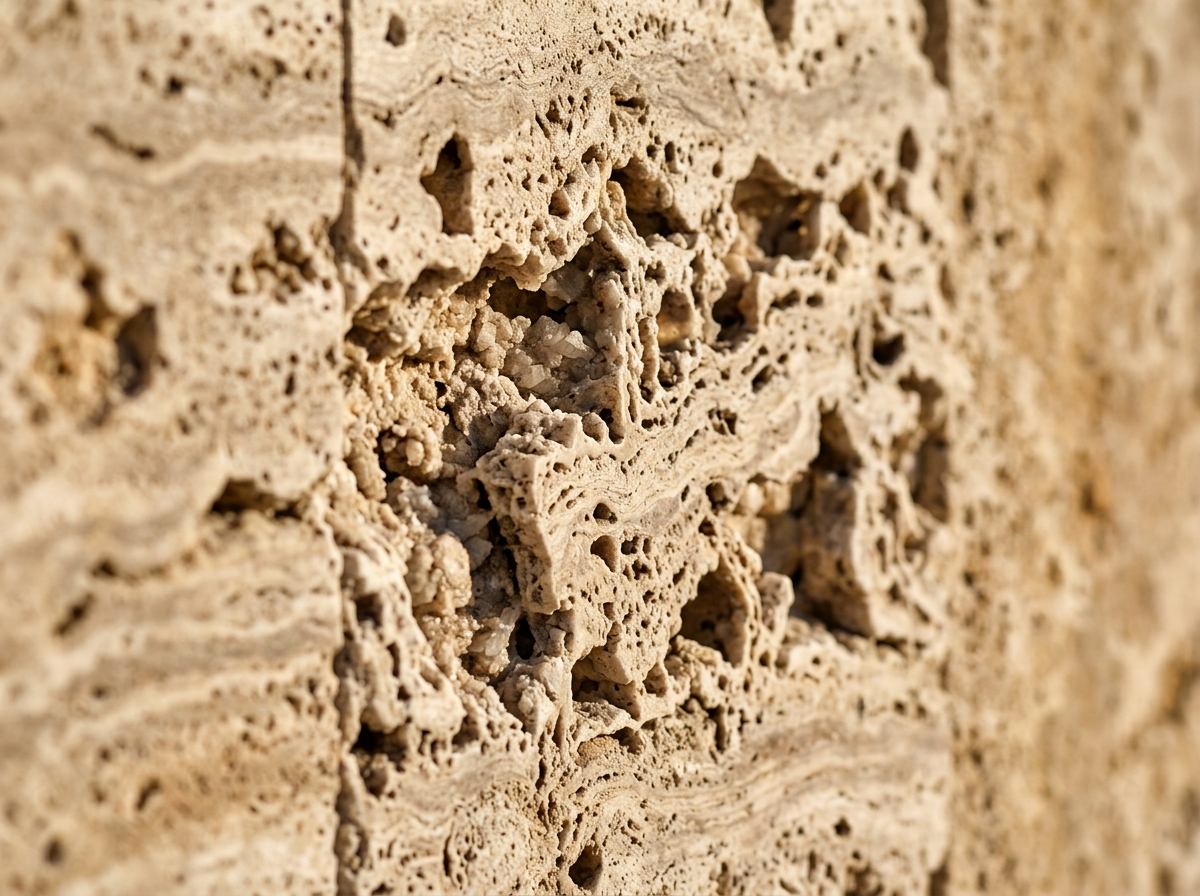 Travertin mineral relyefi makro ko‘rinishi